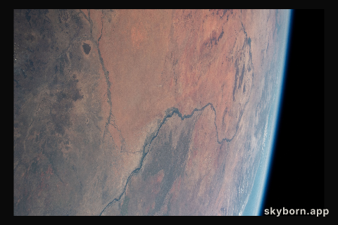 This view of Earth shows the White Nile River leading to the Nile River and winding through the African nation of Sudan