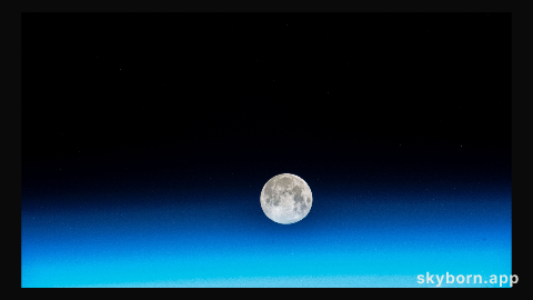 The near Full Moon is pictured just above Earth's atmosphere in this photograph from the International Space Station