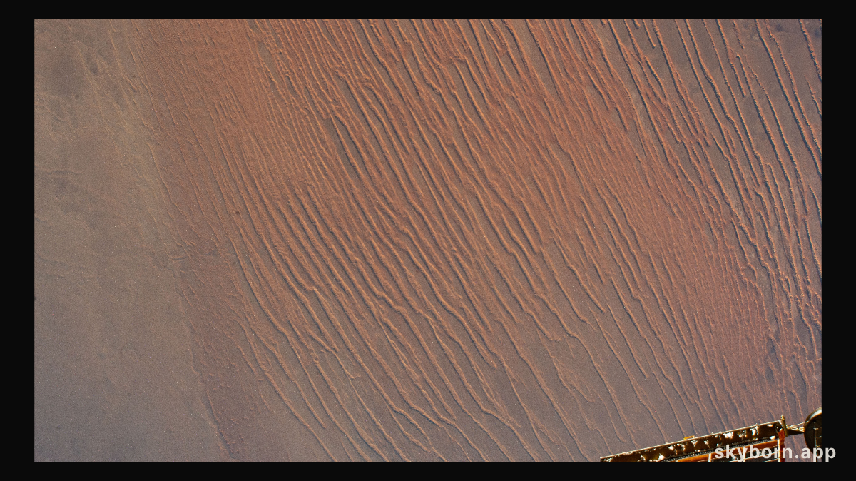 Sand dunes in the Sahara Desert are pictured in the African nation of Algeria as the International Space Station