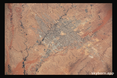 Riyadh, the capital and largest city in the desert nation of Saudi Arabia, is pictured fom the International Space