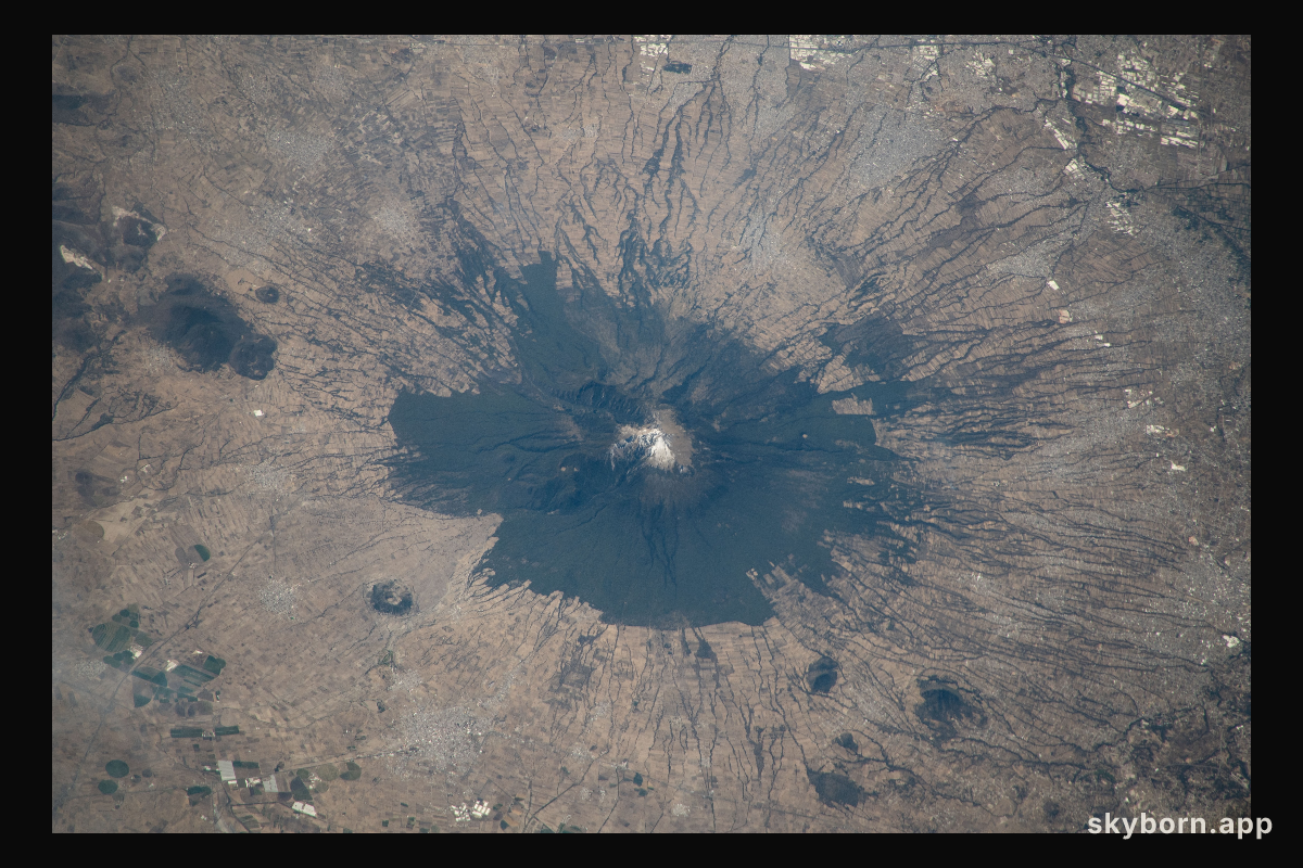 La Malinche, an inactive volcano just west of Mexico City, is pictured from the International Space Station as it