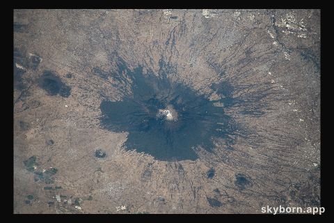 La Malinche, an inactive volcano just west of Mexico City, is pictured from the International Space Station as it
