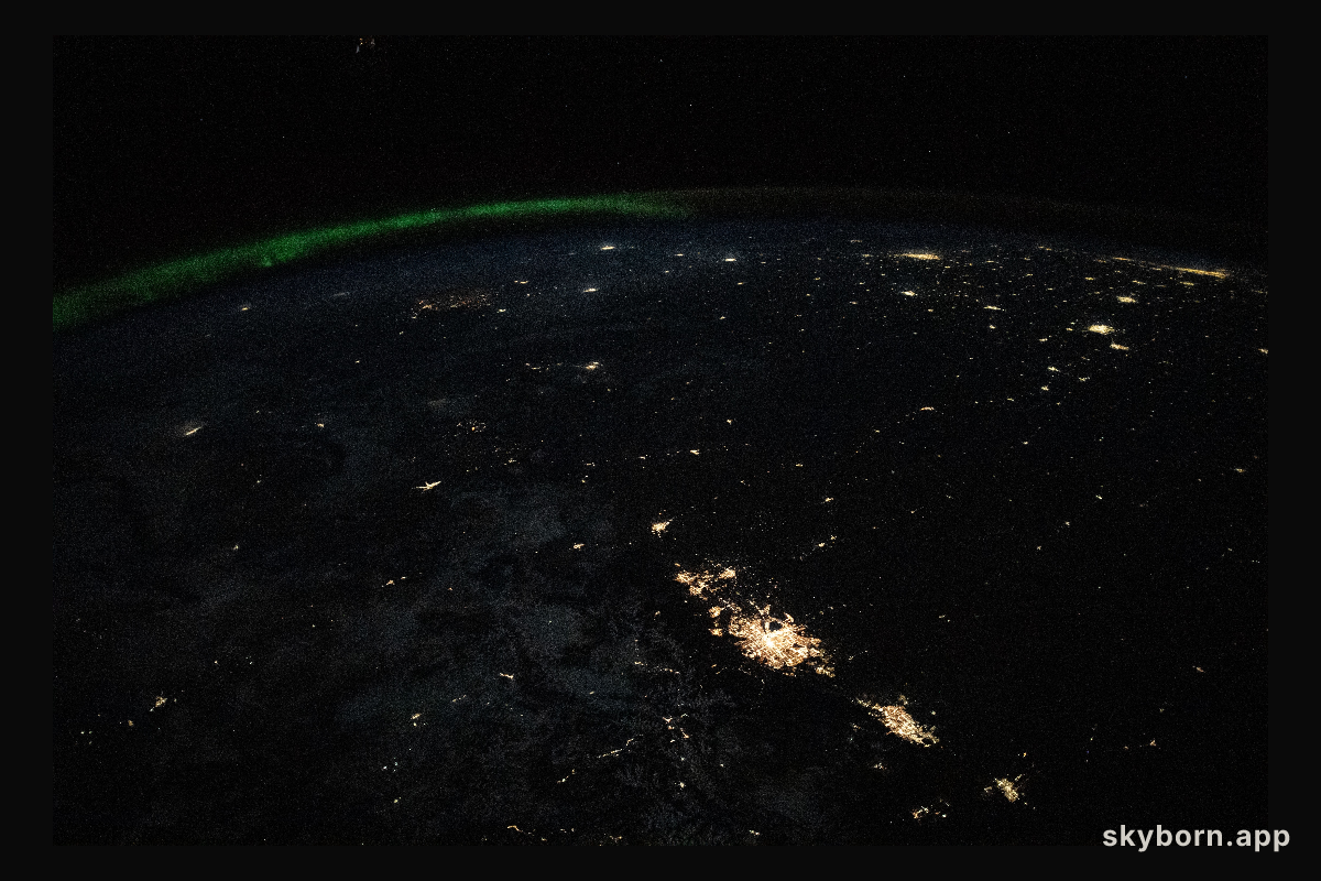 The city lights of the Denver, Colorado, area (lower right) are pictured from the International Space Station as it