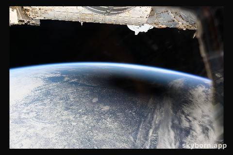 The Moon's shadow, or umbra, is pictured covering portions of the Canadian provinces of Quebec and New Brunswick