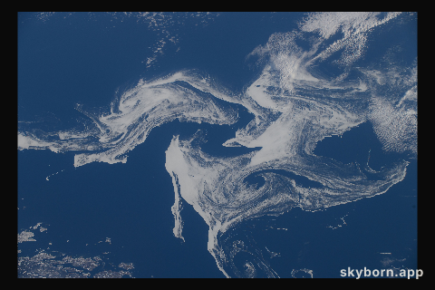 Sea ice swirls in the North Atlantic Ocean