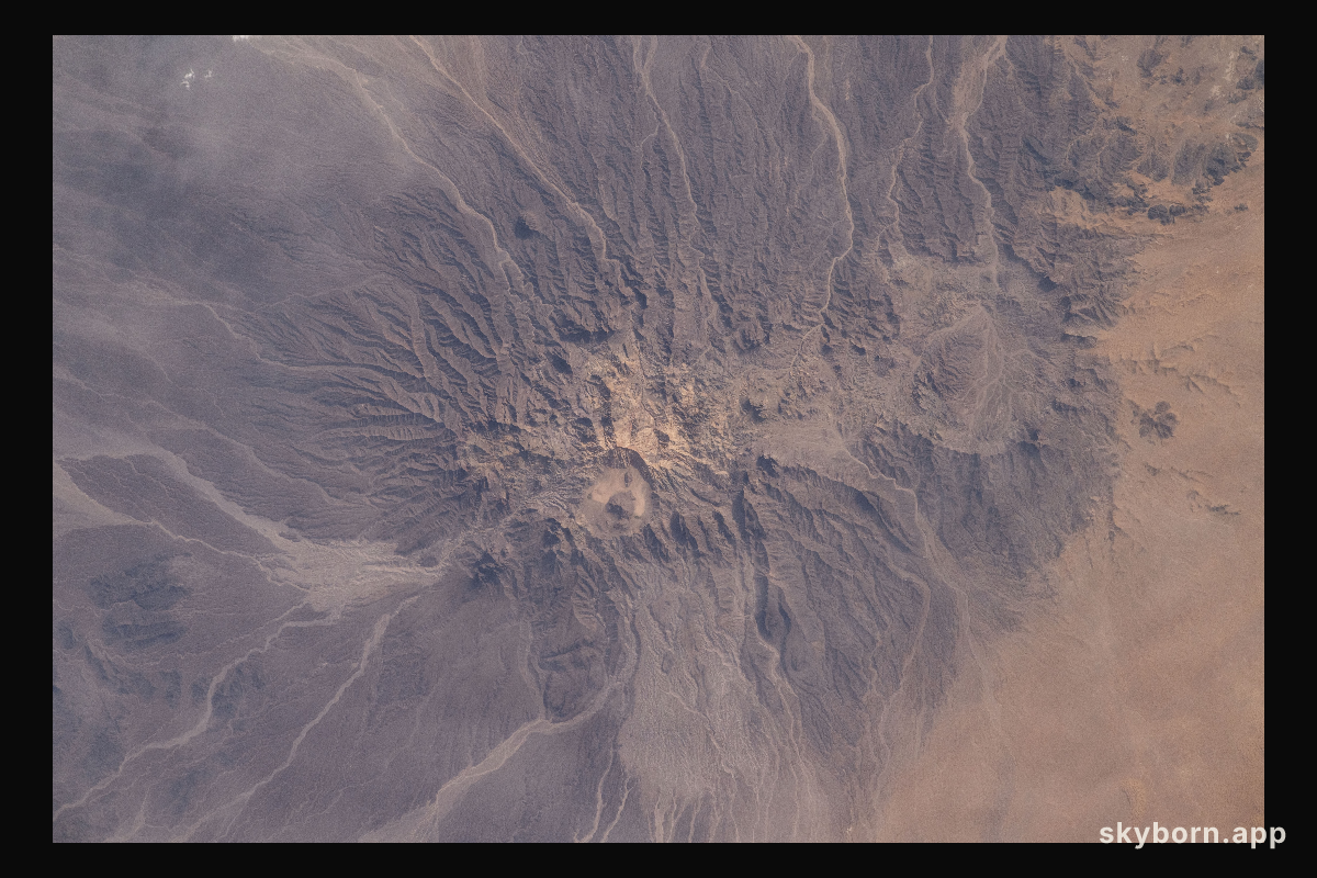 Mud Volcano in Pakistan's western district of Chagai is pictured from the International Space Station as it orbited 258