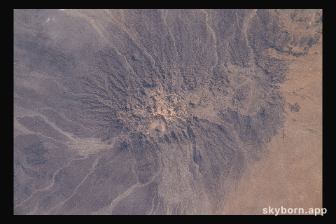 Mud Volcano in Pakistan's western district of Chagai is pictured from the International Space Station as it orbited 258