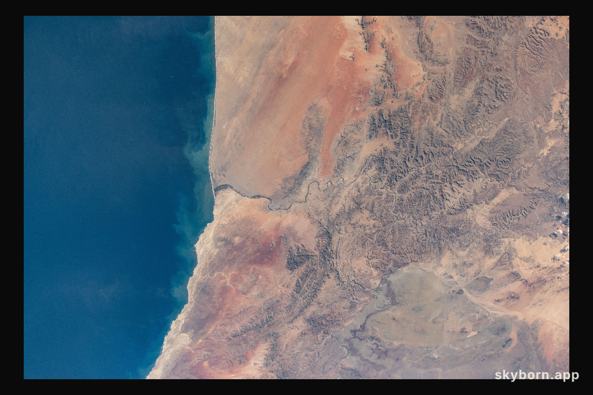 Orange River is the border between South Africa and Namibia on the Atlantic coast and is the termination point