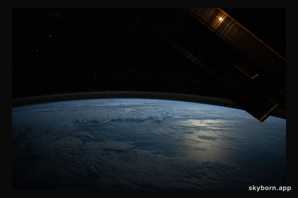 The Moon's glint beams off the Pacific Ocean