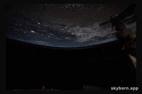 The city lights of the sparsely populated Xinjiang region in western China are pictured from the International Space