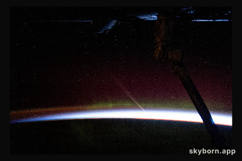 Comet C/2023 A3 is pictured from the International Space Station
