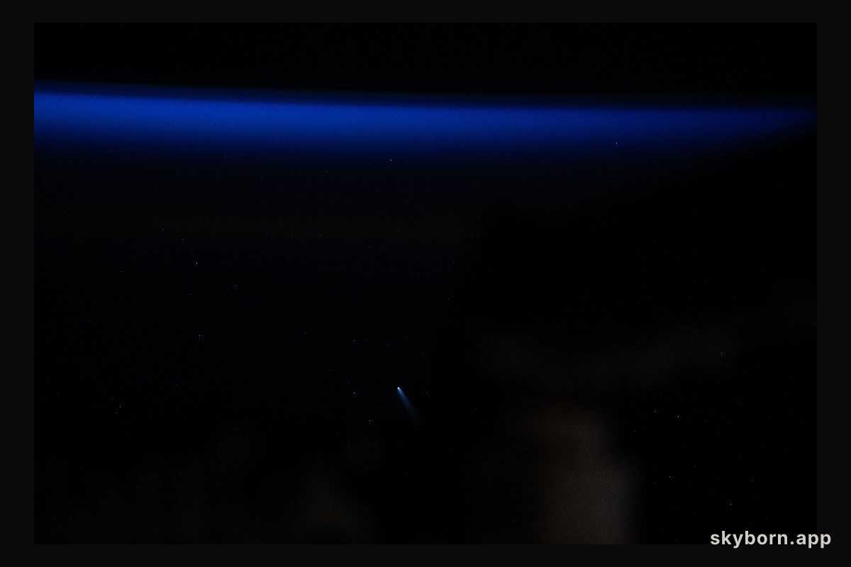 Comet C/2023 A3 is pictured from the International Space Station