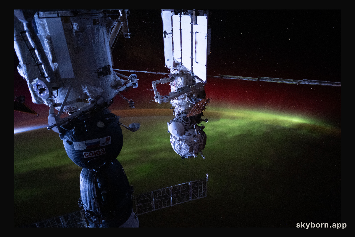 The aurora australis streams over the Earth