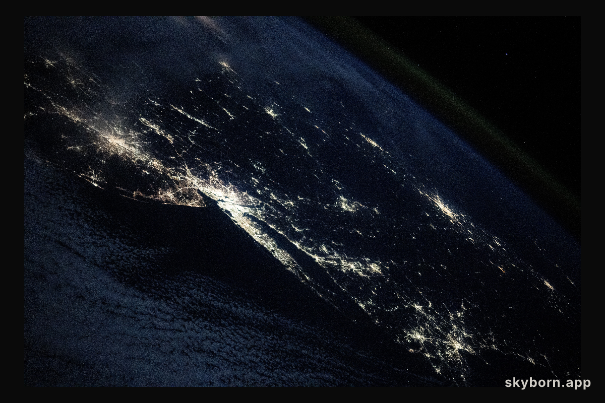 The city lights of the United States' eastern seaboard