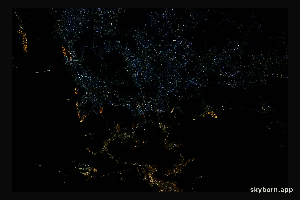 The city lights of Hong Kong and Shenzhen
