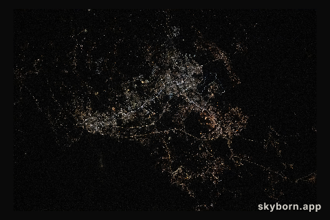 City lights illuminate the cities of Abha, Khamis Mushait, and Ahad Rafidah in Saudi Arabia