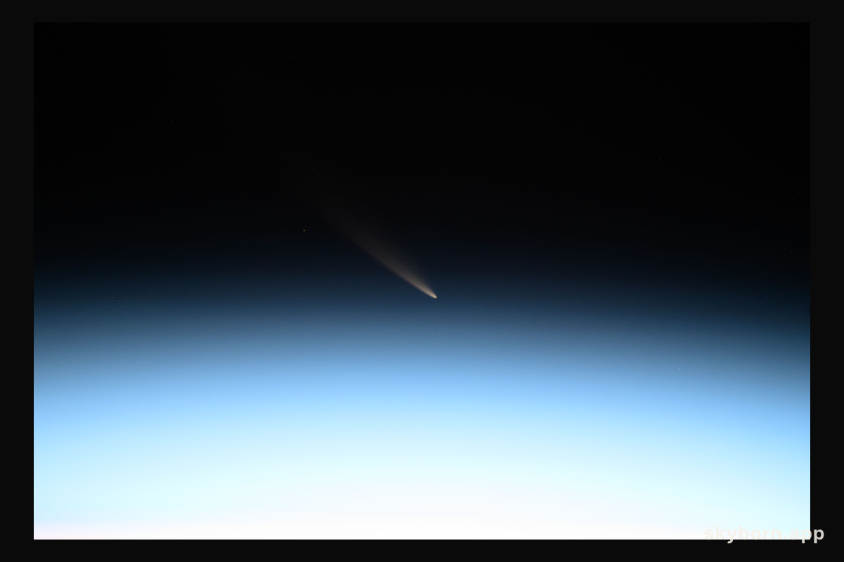 Comet C/2024 G3 (ATLAS) is pictured seemingly above Earth's atmosphere