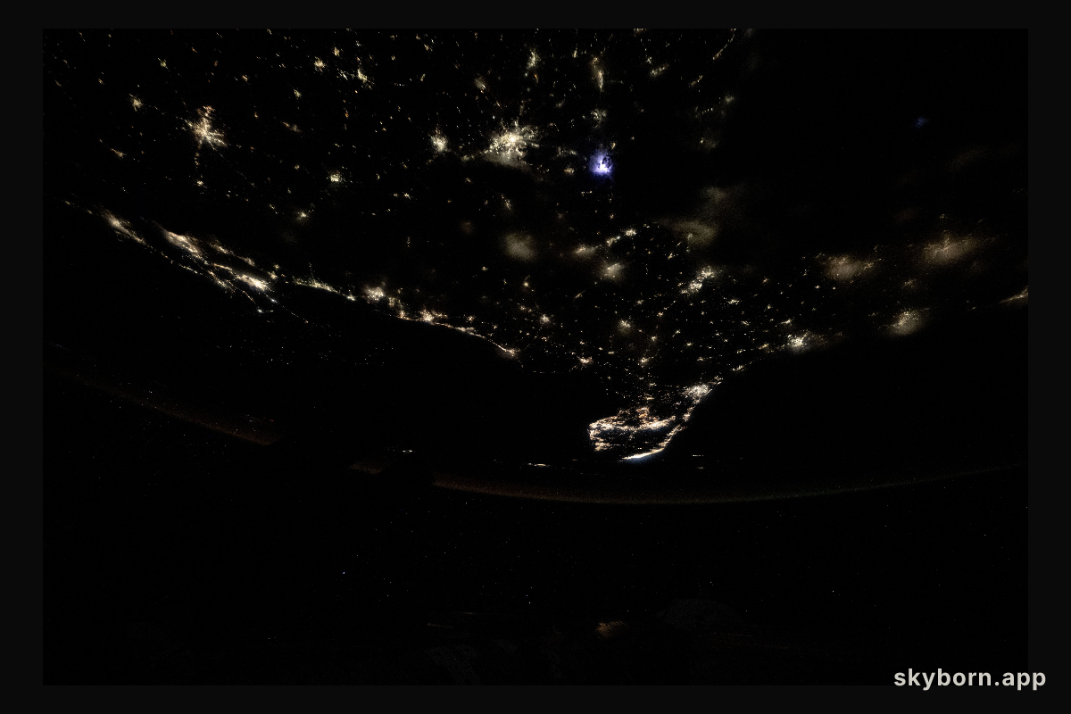 City lights dot the southern United States' landscape