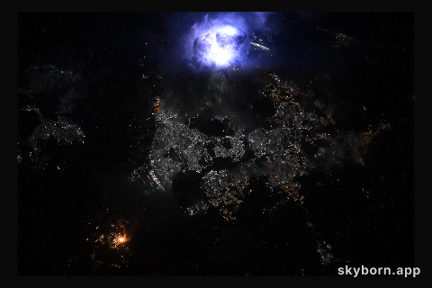 Lightning strikes over the Southeast Asian city-state of Singapore