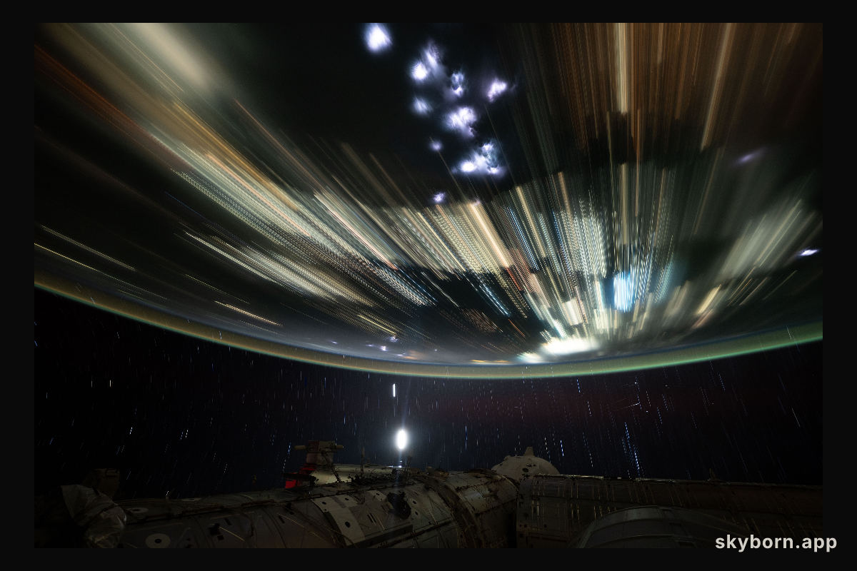 The city lights of Southeast Asia streaking below the International Space Station