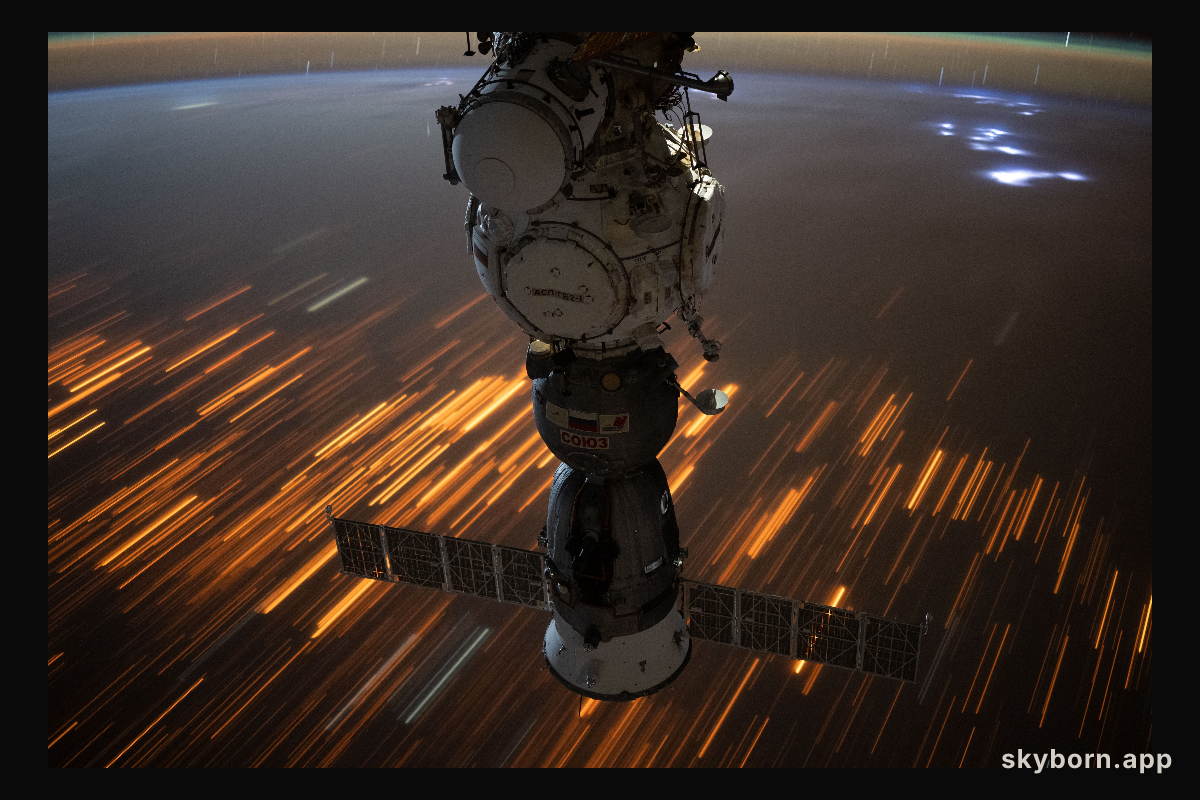 The city lights of Sub-Saharan Africa streak below the International Space Station