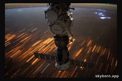 The city lights of Sub-Saharan Africa streak below the International Space Station