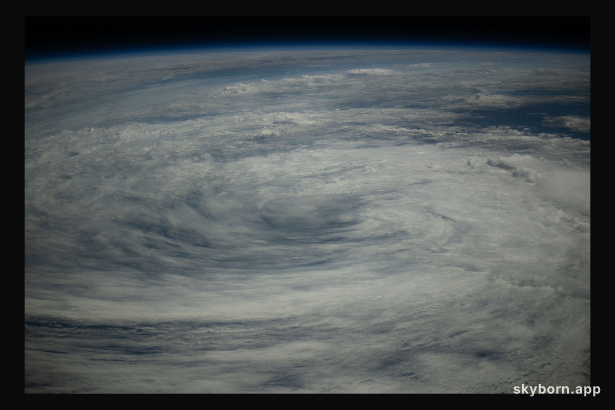 A tropical storm in the Pacific Ocean near Japan