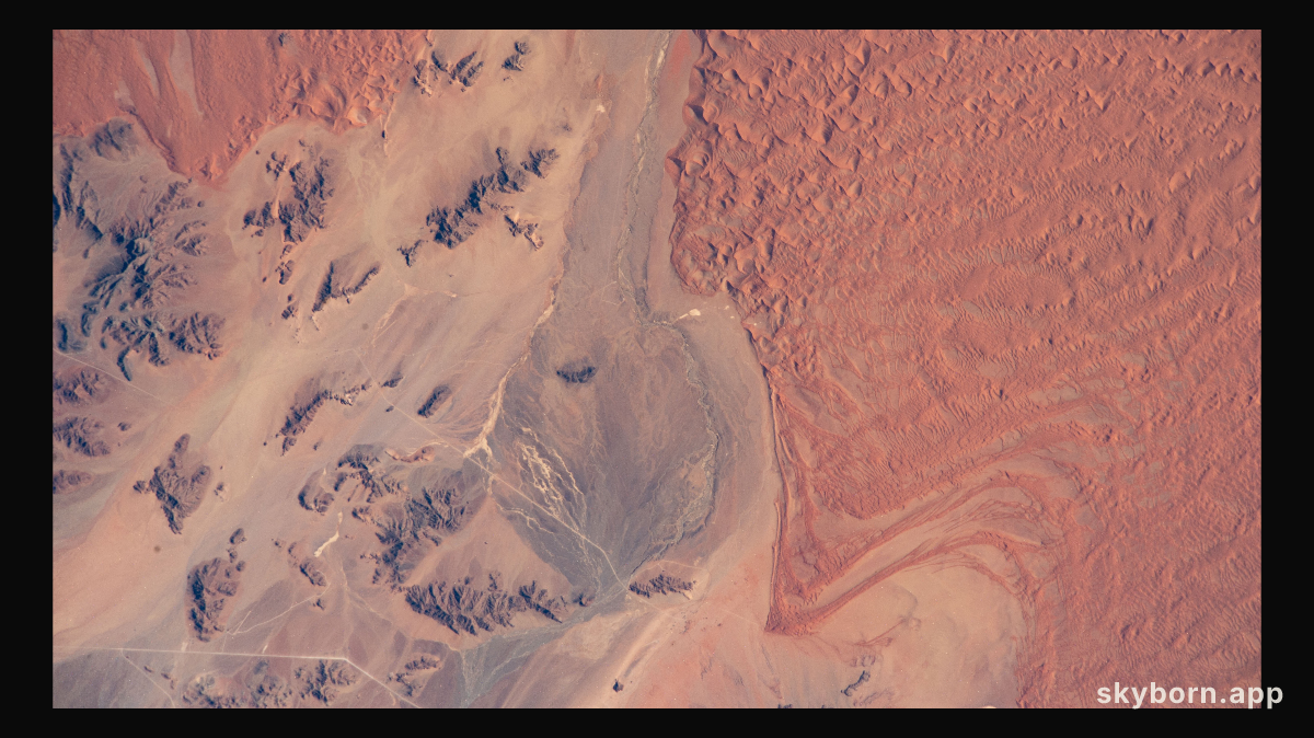 A portion of the hot, arid Namib Desert near the Atlantic coast