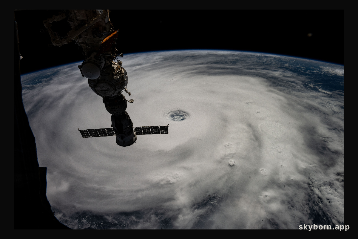 Typhoon Ragasa with its well-defined eye in the Philippine Sea