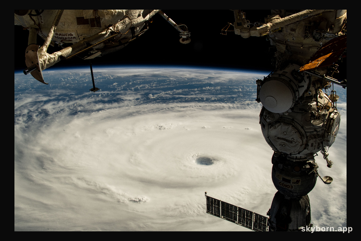 Typhoon Neoguri with its well-defined eye in the Pacific Ocean