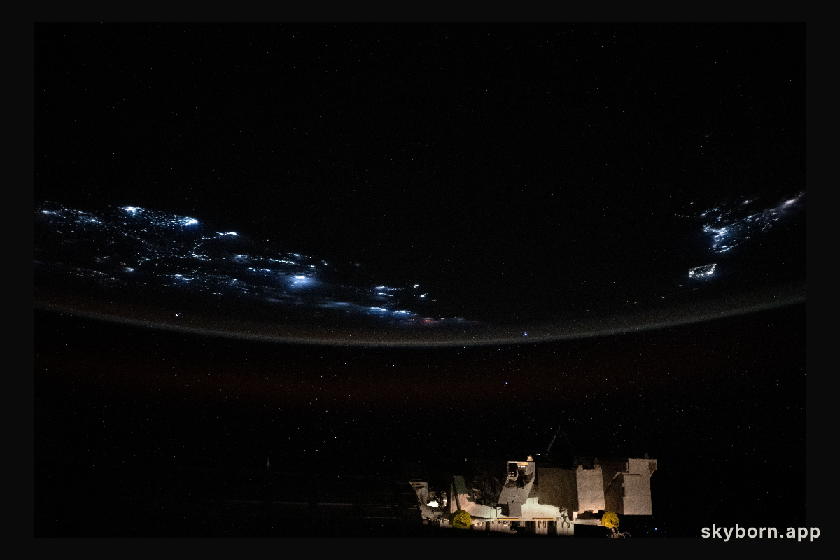 The coastlines of Colombia and Venezuela illuminated by city lights