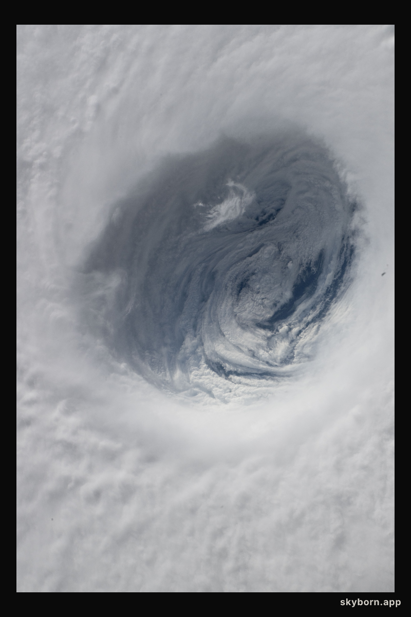 Typhoon Halong as captured from the International Space Station showcasing its swirling formation over the Pacific Ocean