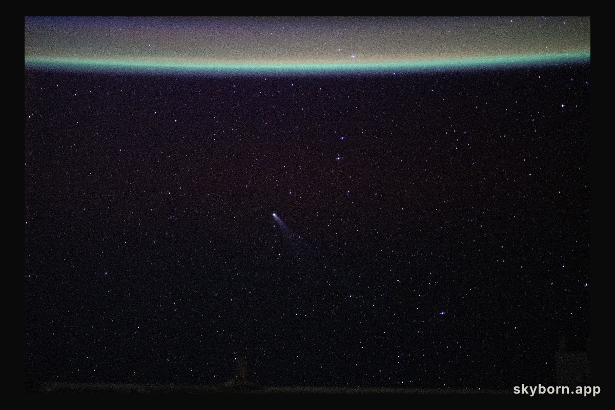 Comet Lemmon is visible approximately 55.4 million miles from Earth