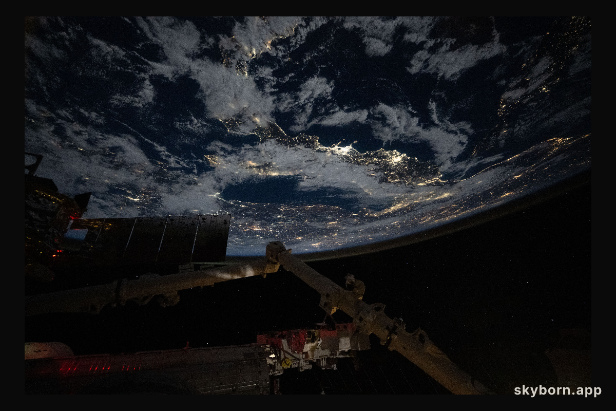 City lights outline the boot of Italy