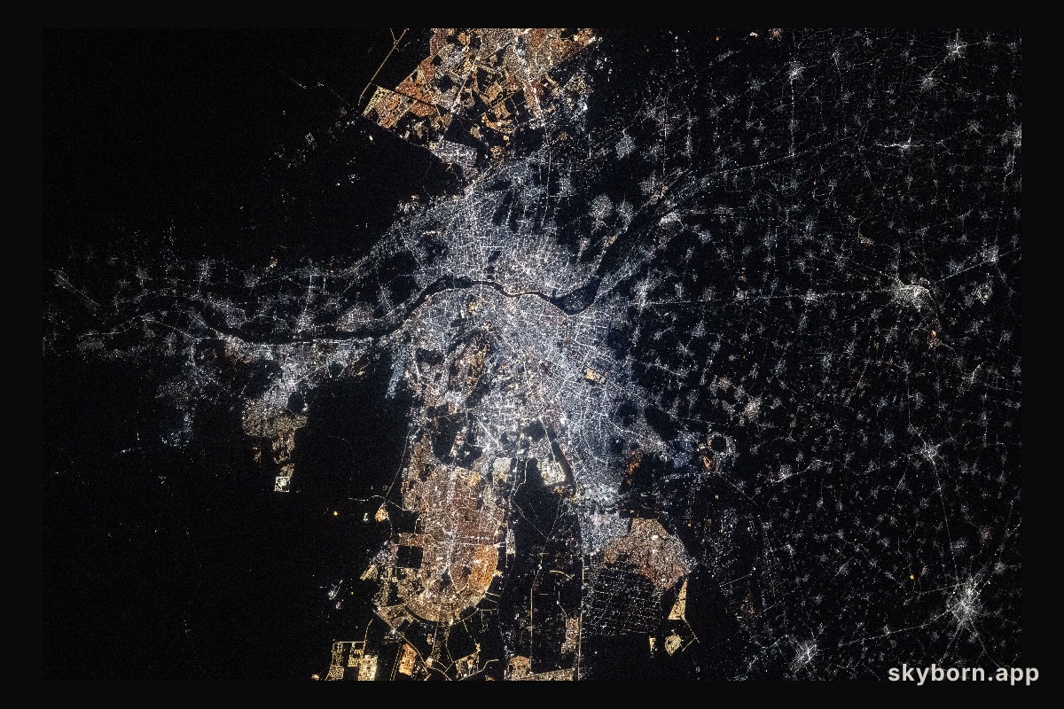 Cairo, Egypt, pictured at night from space