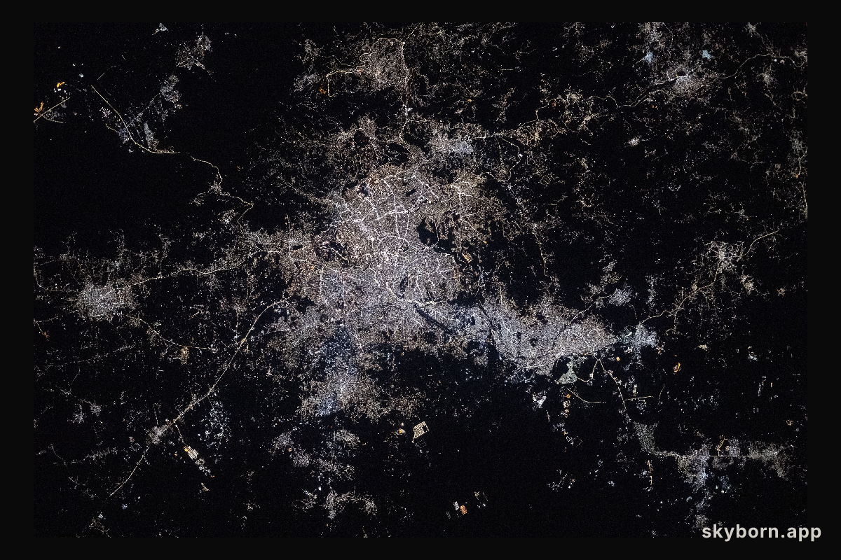 Amman, Jordan, pictured at night from space