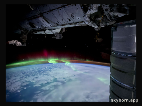 The aurora australis streams across the southern Indian Ocean