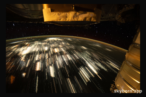 The city lights of eastern China stretching below the International Space Station