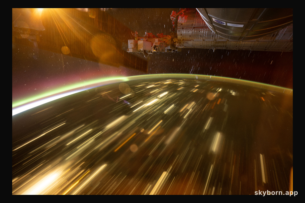 The city lights of Central Asia stretching below the International Space Station