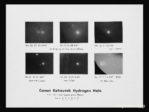 Six frames of S201 experiment photograph showing halo of Comet Kohoutek